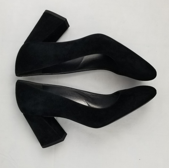 Stuart Weitzman Black Suede Block Heels Pumps 6.5 - Picture 6 of 9